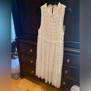 NWT-Lilly Pulitzer resort, white stripy rayon eyelet dress